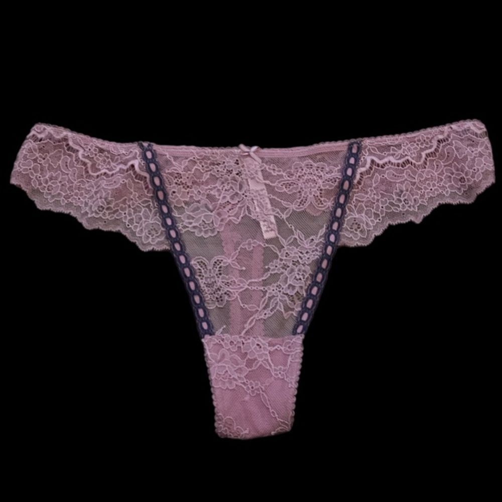 Victorias Secret Dream Angels Sheer Lace Thong Panty Mauve Xlarge